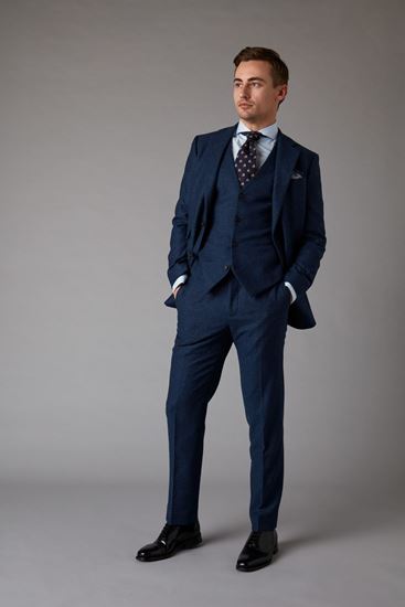 Picture of Blue tweed effect three-piece suit