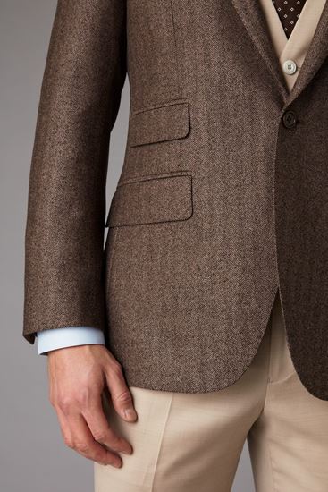 Picture of Brown tweed-effect mixed fabric three-piece suit