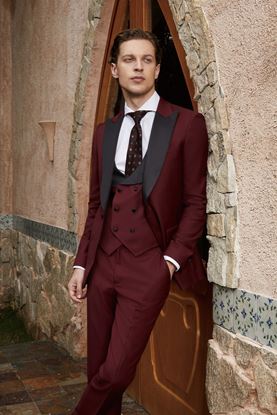 Picture of Burgundy three piece tuxedo